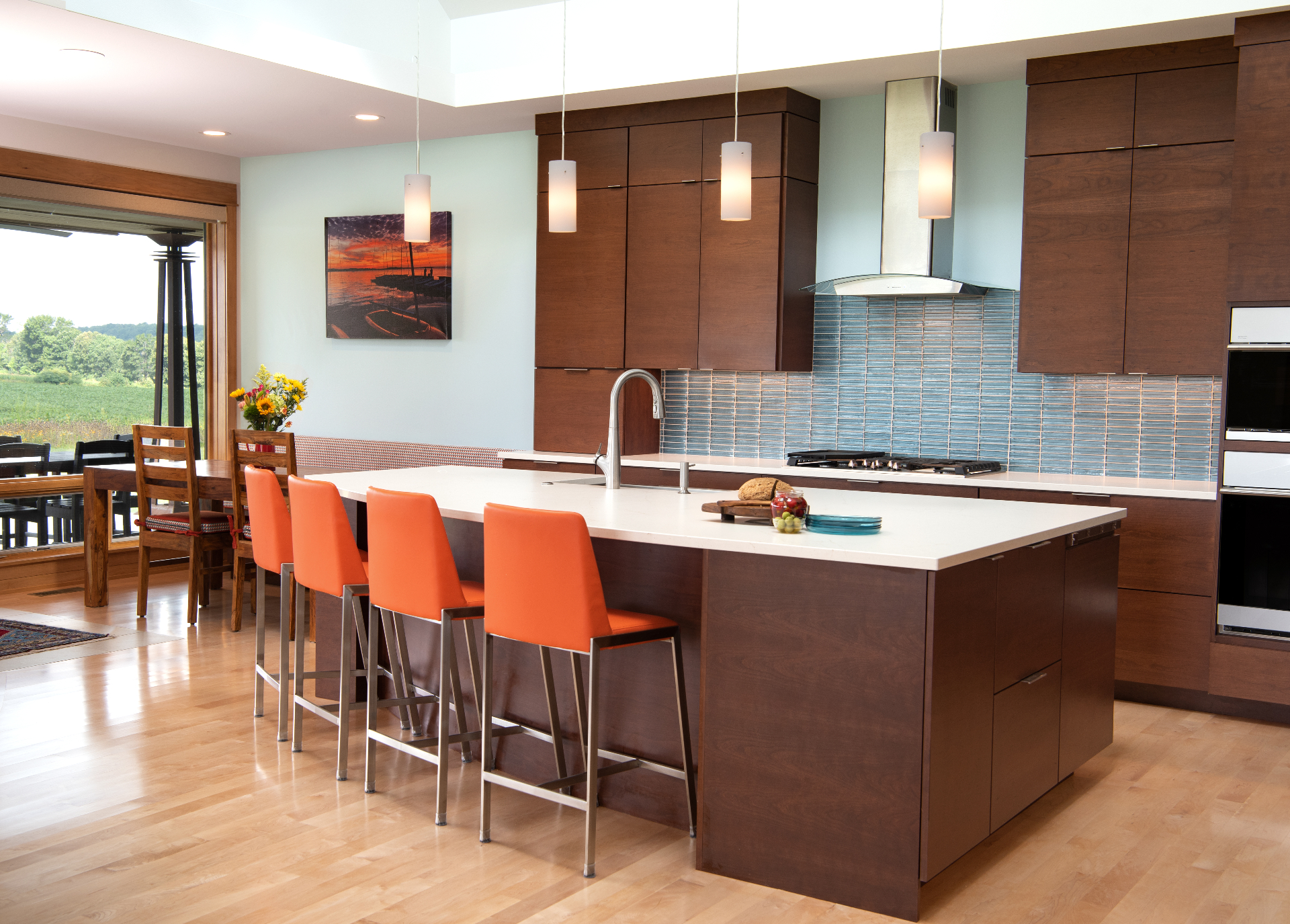 Vista Ridge kitchen with custom cabinetry and island seating