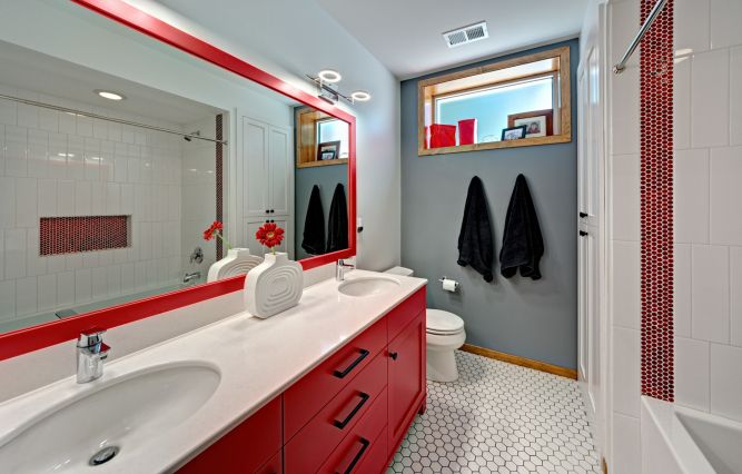 Red Vanity and Mirror